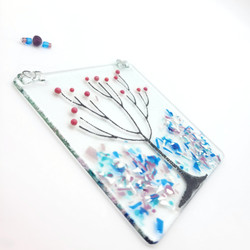 Fair trade fused glass tree of life suncatcher from Chile