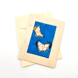 Fair trade butterfly batik paper mini gift card set from Nepal