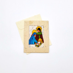 Fair trade batik Holy Family mini gift card from Nepal