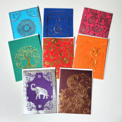 Fair trade foiled hand made paper note card from India