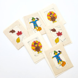 Fair trade fall Thanksgiving themed batik mini note cards from Nepal