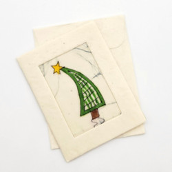 Fair trade Christmas holiday themed batik mini note cards from Nepal