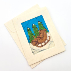Fair trade Christmas holiday themed batik mini note cards from Nepal