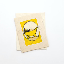Fair trade batik baby themed mini note card from Nepal