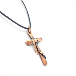 Fair trade copper cross pendant necklace from Chile