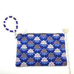 Fair trade blue and white Dhaka cotton fabric clutch wristlet from Nepal