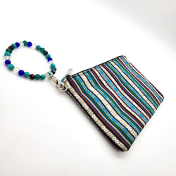 Fair trade Tibetan fabric clutch purse with stretch wristlet from Nepal