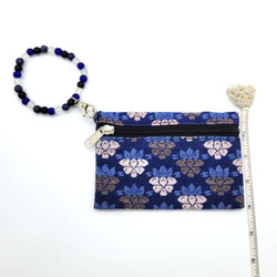 Fair trade blue and white Dhaka cotton fabric coin purse wristlet from Nepal