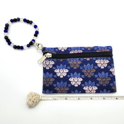 Fair trade blue and white Dhaka cotton fabric coin purse wristlet from Nepal