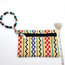 Fair trade Tibetan stripe cotton fabric coin purse wristlet from Nepal