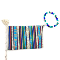 Fair trade Tibetan stripe cotton fabric coin purse wristlet from Nepal