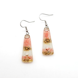 Fair trade fused glass trapezoid long dangle earrings from Chile