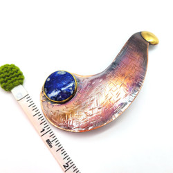 Fair trade copper, brass, and lapis large hair barrette from Chile 