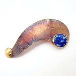 Fair trade copper, brass, and lapis large hair barrette from Chile 