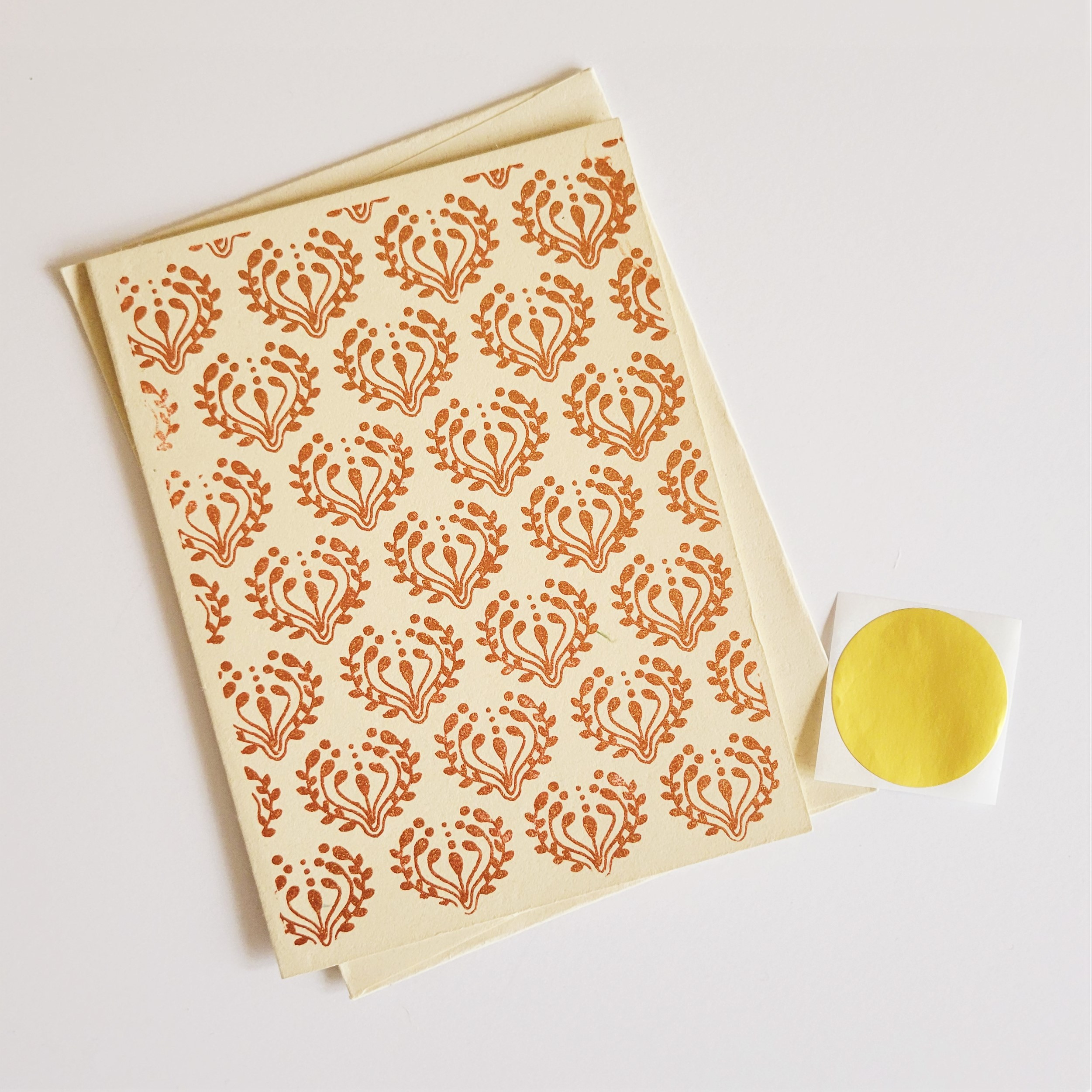 Fair Trade Pink Copper Block Print Note Card Set from Bangladesh