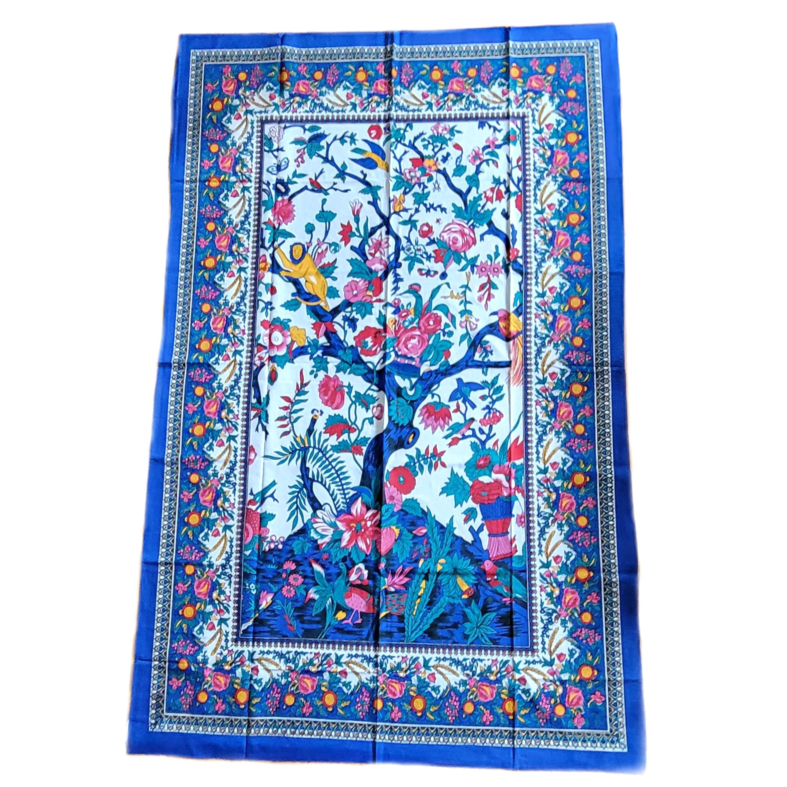 Elephant with Tree of Life Hand Printed Tapestry from India The Silk