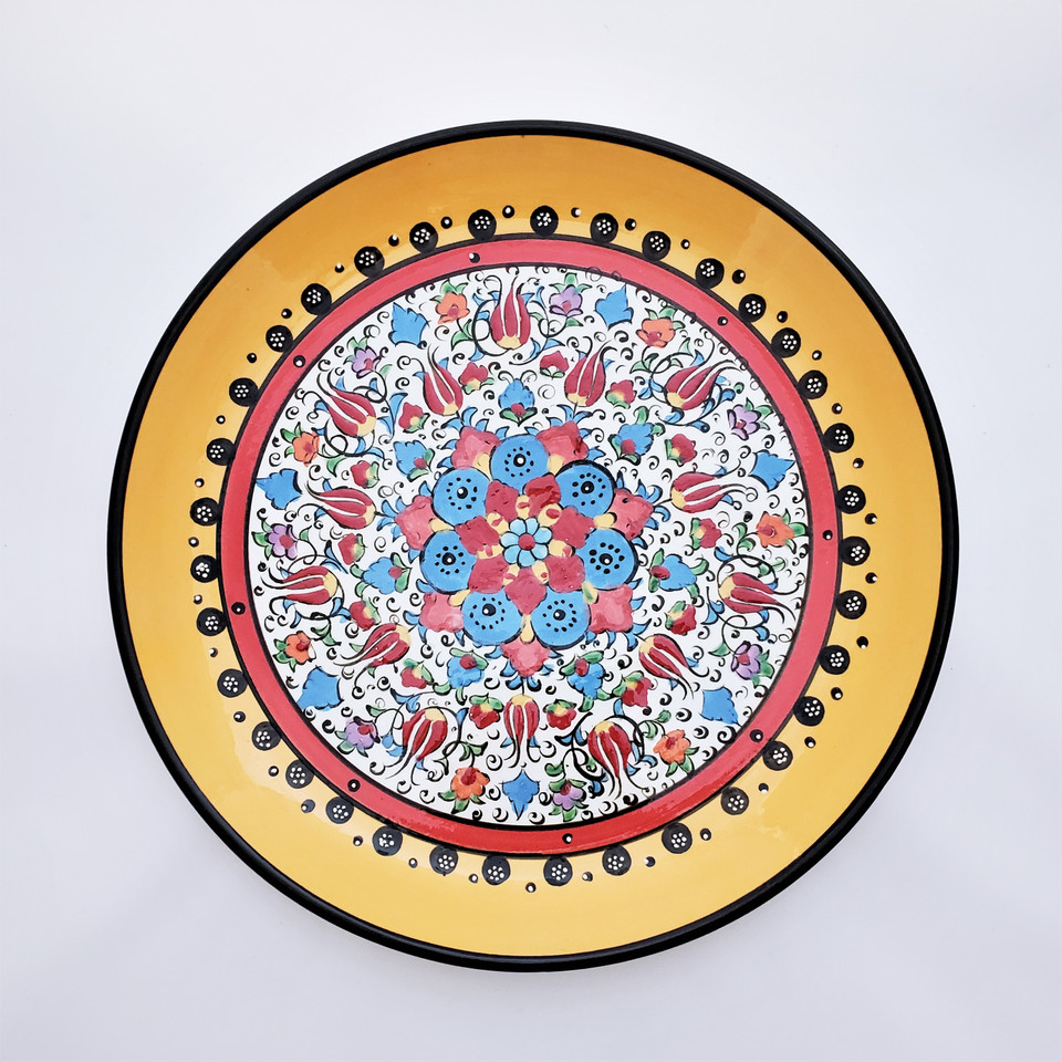 Goldenrod Multicolor Hand Painted Ceramic Plate from Turkey The Silk