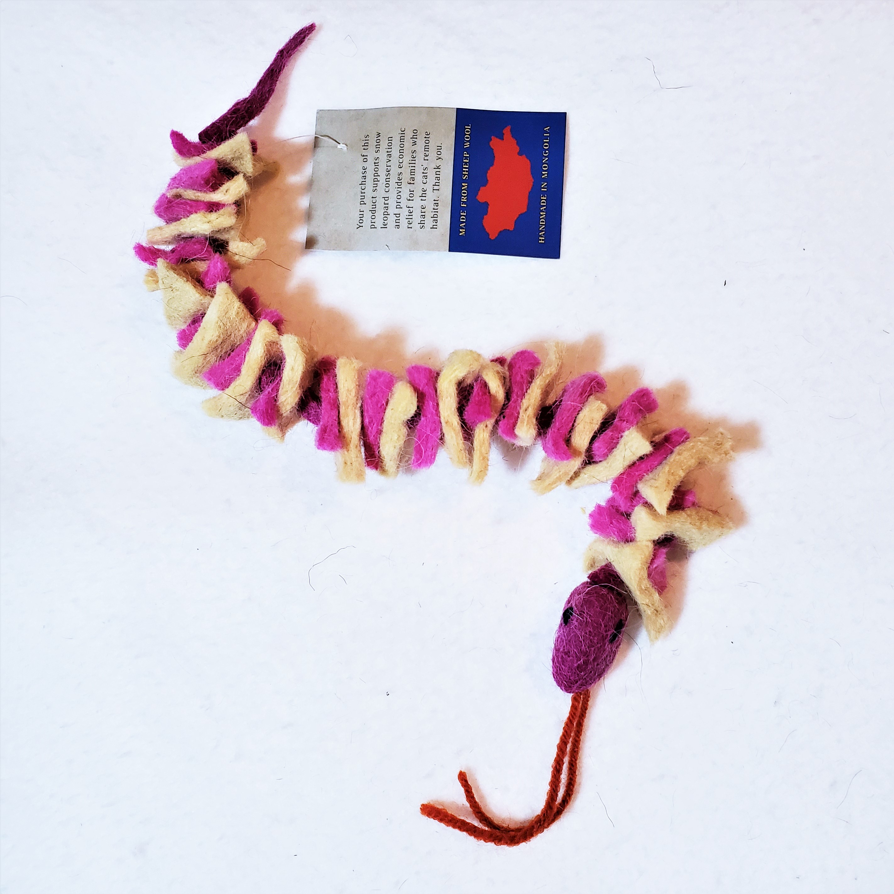 Felted Wool Snake Cat Toy from Mongolia The Silk Road Fair Trade Market