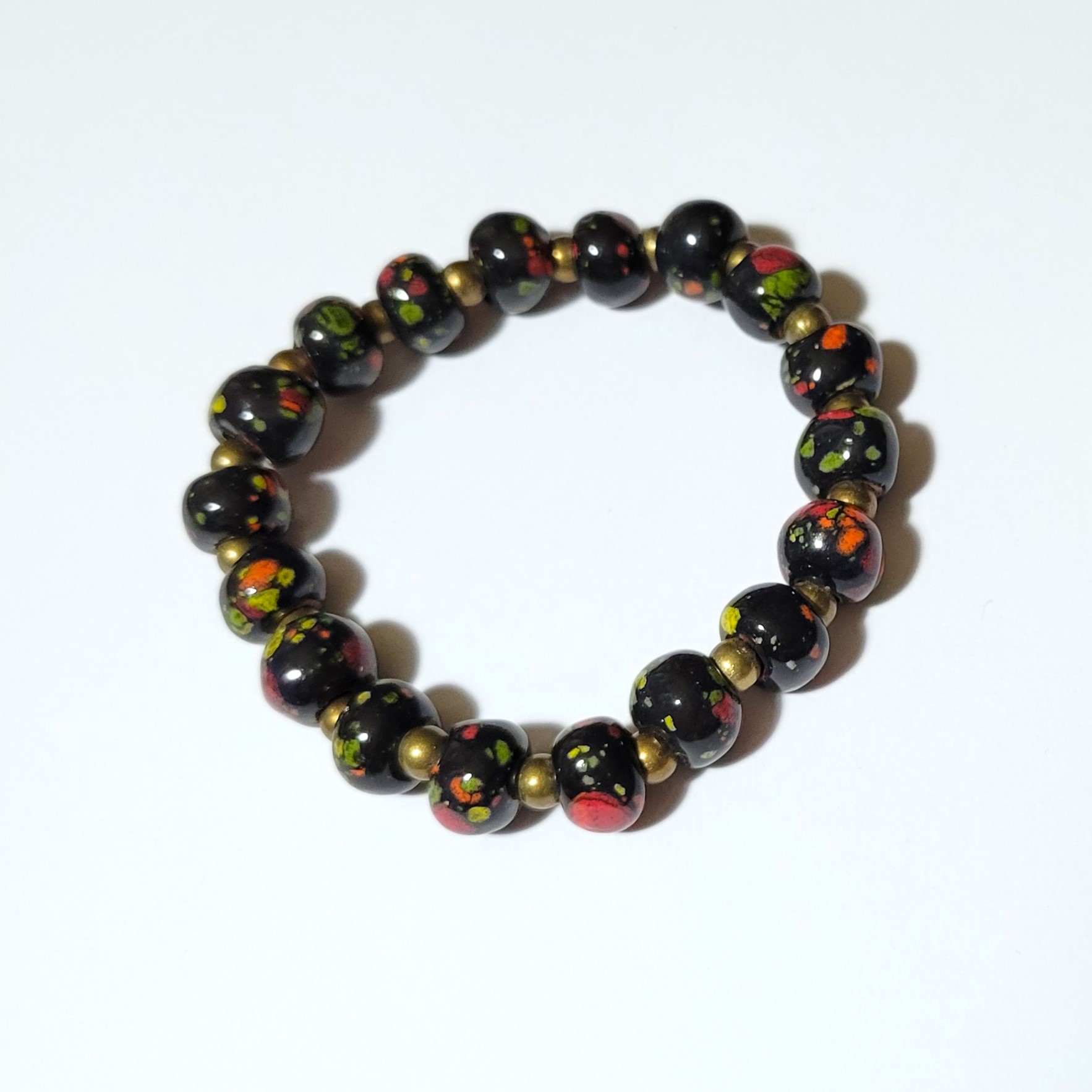 Black Speckled Glazed Clay Bead Bracelet from Haiti The Silk Road
