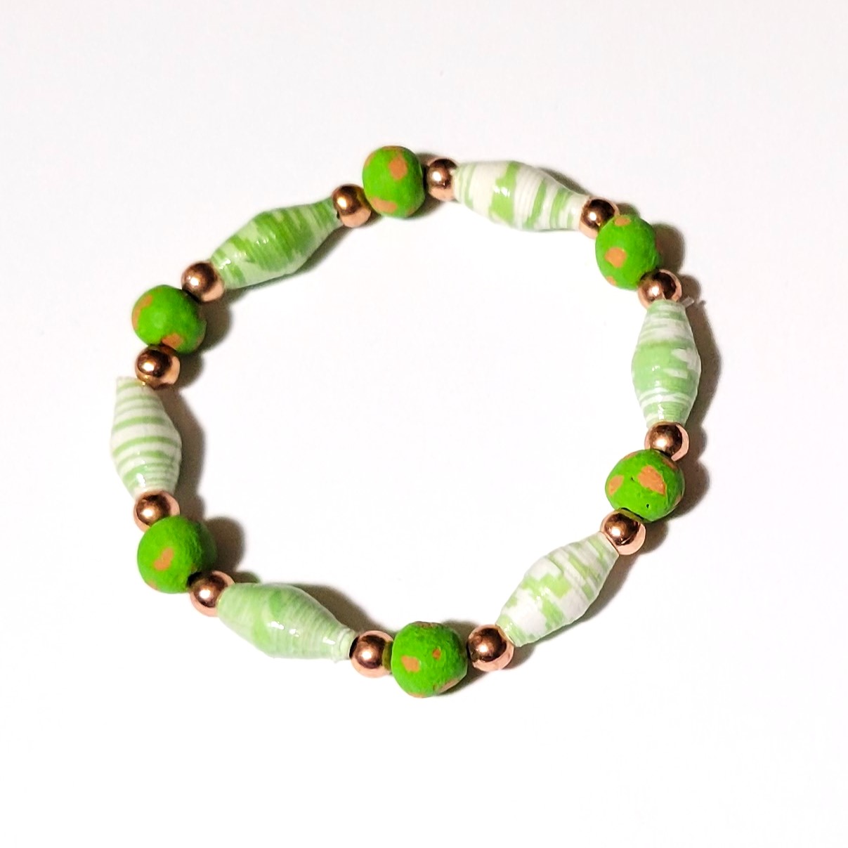 Green Rolled Paper and Clay Bead Bracelet from Haiti The Silk Road