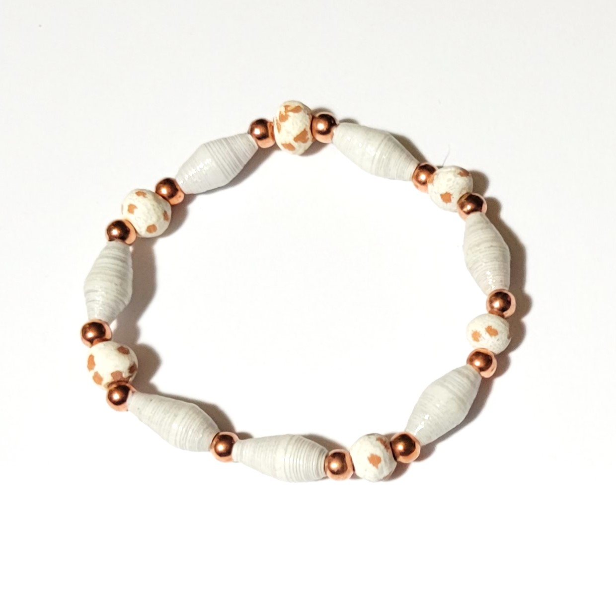 White Rolled Paper and Clay Bead Bracelet from Haiti The Silk Road