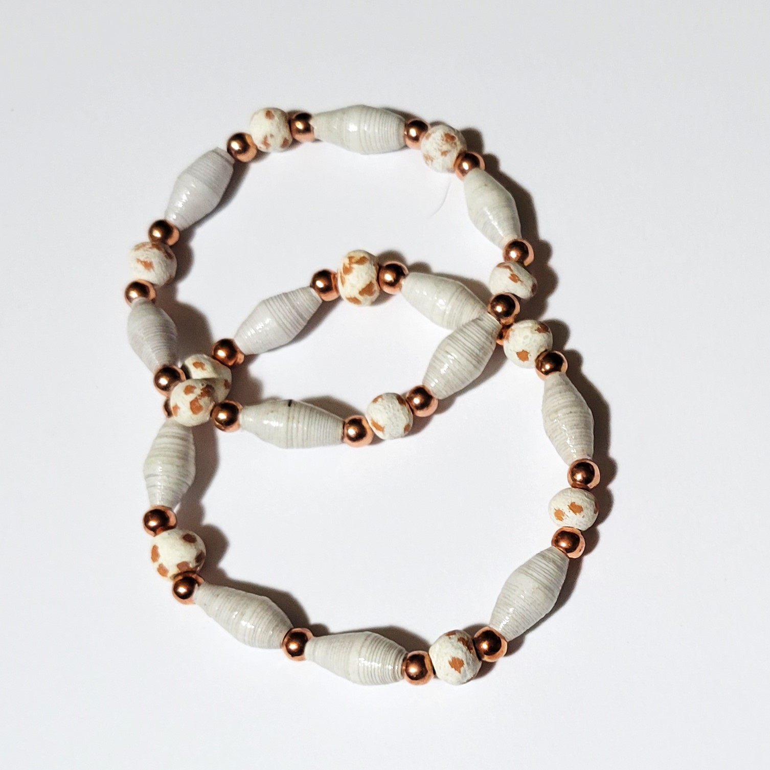 White Rolled Paper and Clay Bead Bracelet from Haiti The Silk Road