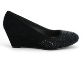 BLK NUBCK STONE VAMP PUMP WEDG
