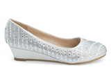 SILVER RHINESTONE WEDGE PUMP