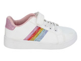 GIRLS WHT RAINBOW GLTR SNKR