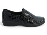BLK PTNT SLIP ON W CROC TEXTUR