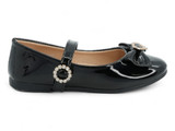 TODD BLK PAT BOW HEART FLAT