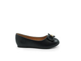 GIRLS BLK BOW PEARL ORNT FLAT