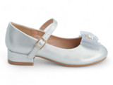 GIRLS SILVER BOW STRAP FLAT
