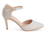 SILVER RHNSTN ANKLE STRP PUMP
