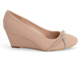 NUDE NUBUCK WEDGE W/ GEM BRAID