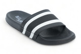 MENS BLACK WHITE STRIPE SLIDES