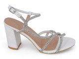 WHITE PU BLING TWISTED HEEL