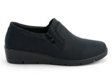 BLK SLIP ON W/ZIPPER COMF WEDG
