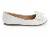WHT PU BALLERINA W/ XL BOW