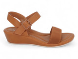 TAN PU COMFORT WEDGE SANDAL