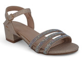 GIRL GOLD TRPL STRP HEEL SNDL