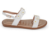 GIRL WHT DBLE STRP FLWR SNDAL