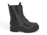 GIRLS BLK PU COMBAT BOOT