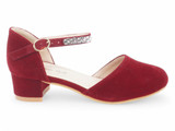 GIRL RED VELV STONE STRP PUMP