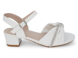 GIRL WHT PU TWIST STONE HEEL
