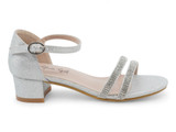 GIRL SILV TWO STONE PANEL HEEL