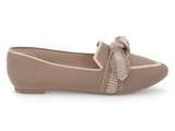 TAUPE FLYKNIT BOW BALLERINA