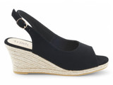 BLK FAUX SUEDE PEEPTOE ESPADRL