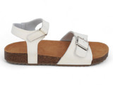 GIRL WHT PU BUCKLD SANDAL