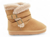 GIRL TAN STRAPS TALL FURBOOT